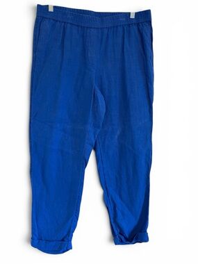 NWOT J. Jill Love Linen Blue Linen Pull-On Pants Sz M